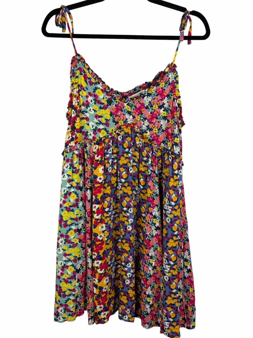 Patrons of Peace Multicolor Floral Tie Strap Babydoll Dress Medium